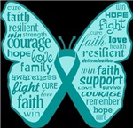 Ovarian Cancer Butterfly Collage of Words Shirts Ovarian Cancer Butterfly Collage of Words Shirts