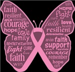 Breast Cancer Butterfly Collage of Words Shirts Breast Cancer Butterfly Collage of Words Shirts