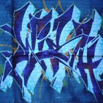 BLUE GRAFFITI WALL