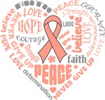 Endometrial Cancer Heart Words Shirts Endometrial Cancer Heart Words Shirts