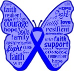 Colon Cancer Butterfly Collage of Words Shirts Colon Cancer Butterfly Collage of Words Shirts