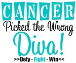 Ovarian Cancer Picked The Wrong Diva T-Shirts Ovarian Cancer Picked The Wrong Diva T-Shirts