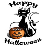 Halloween Black Cat & Pumpkin T-Shirts and Gifts!