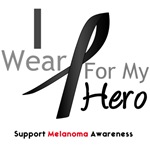 Melanoma I Wear Black Ribbon For My Hero Shirts Melanoma I Wear Black Ribbon For My Hero Shirts