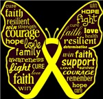 Testicular Cancer Butterfly Collage of Words Shirt Testicular Cancer Butterfly Collage of Words Shirt