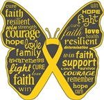 Childhood Cancer Butterfly Collage of Words Shirts Childhood Cancer Butterfly Collage of Words Shirts
