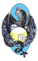 Crowned Pool Playing 9 Ball Dragon
